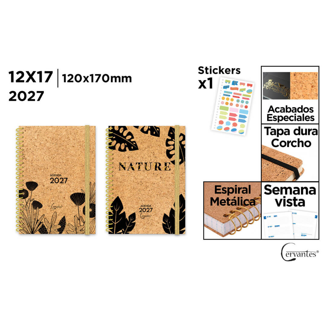 AGENDA MP 2027 12x17 TAPA CORCHO S/V CE27-07