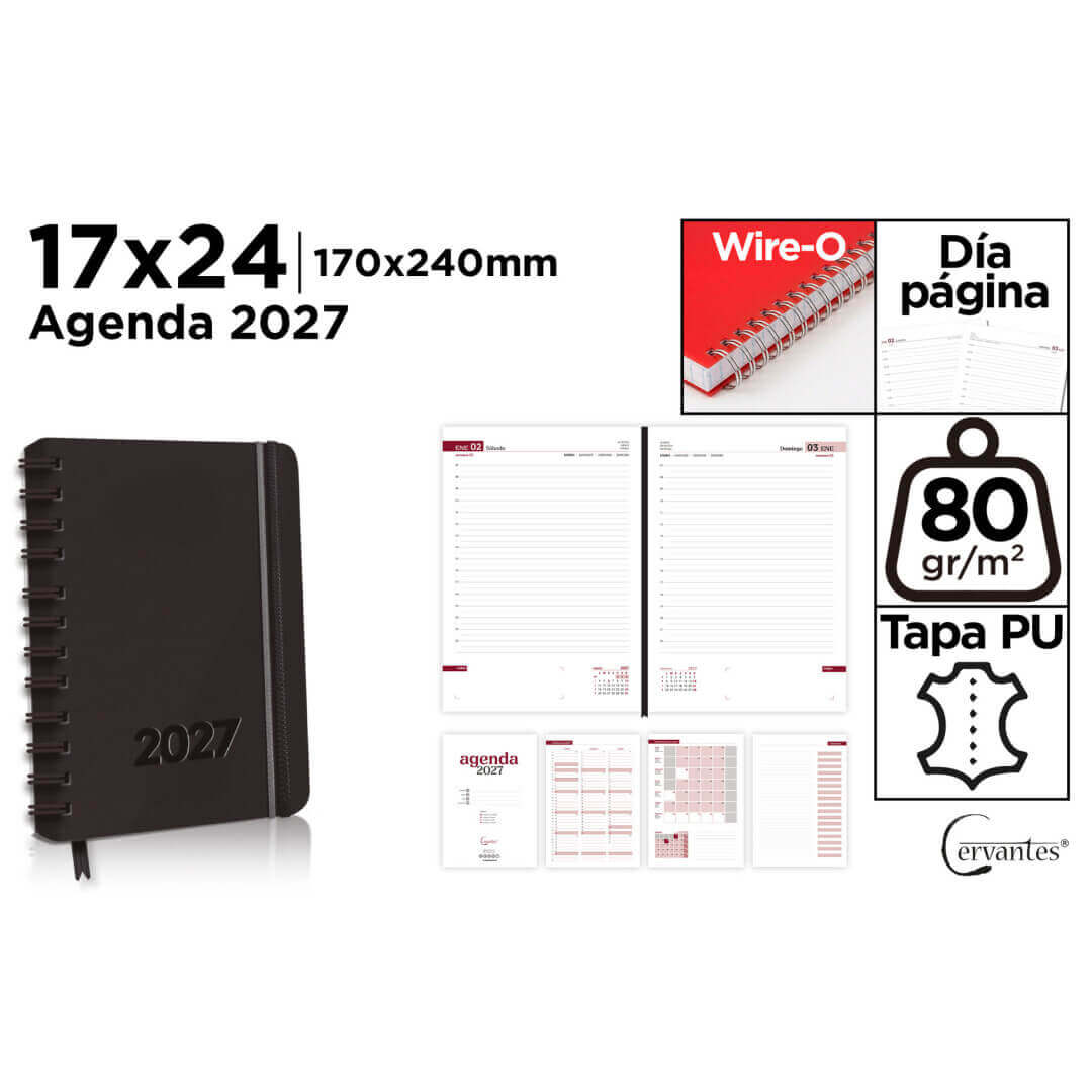 AGENDA MP 2027 17x24 POLIPIEL D/P CE27-44-1 NEGRA