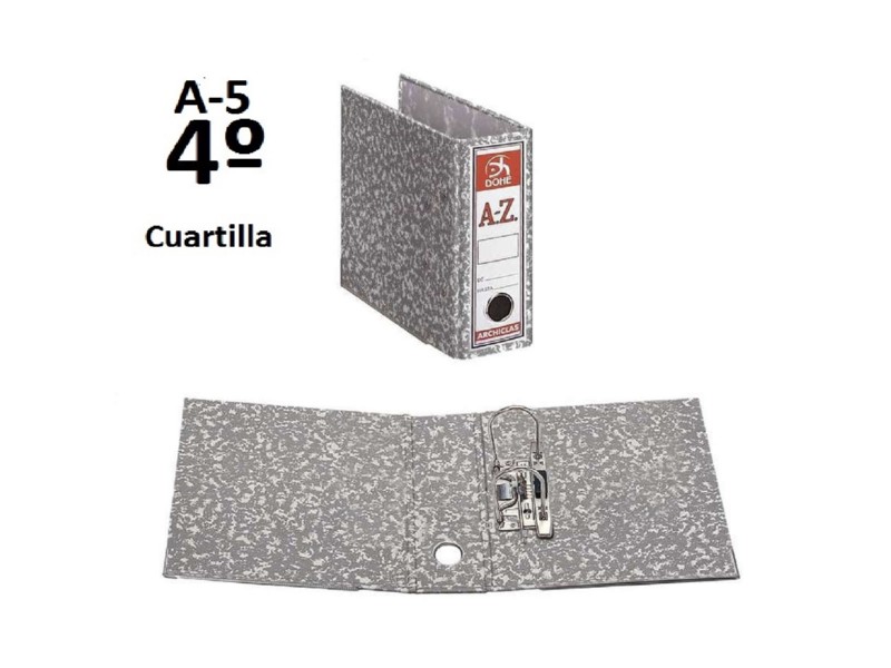 ARCHIVADOR AZ PRAXTON 4º CUARTILLA JASPEADO GRIS