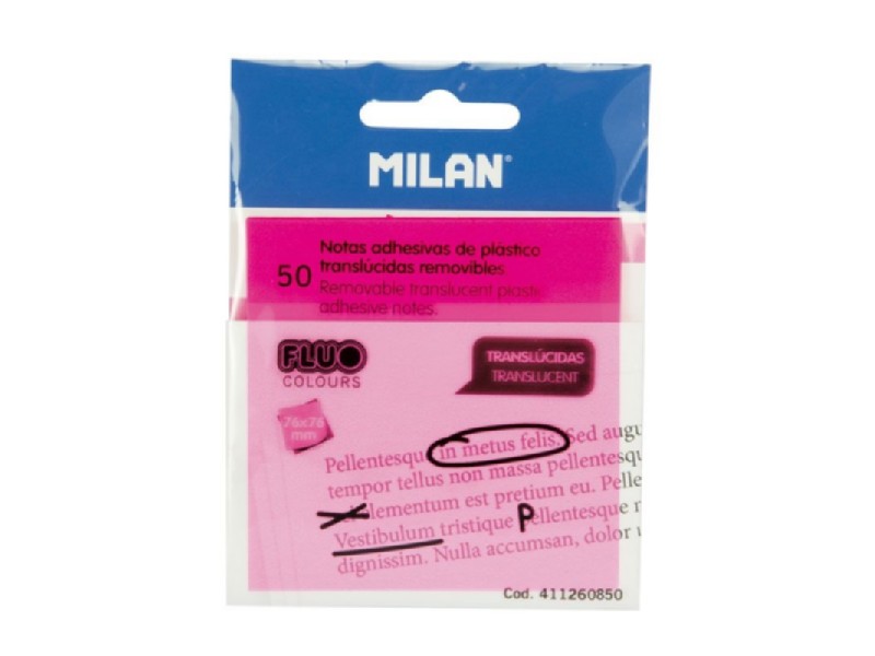 BLOC QUITA-PON MILAN  76x76 MM  50 H PLASTICO ROSA