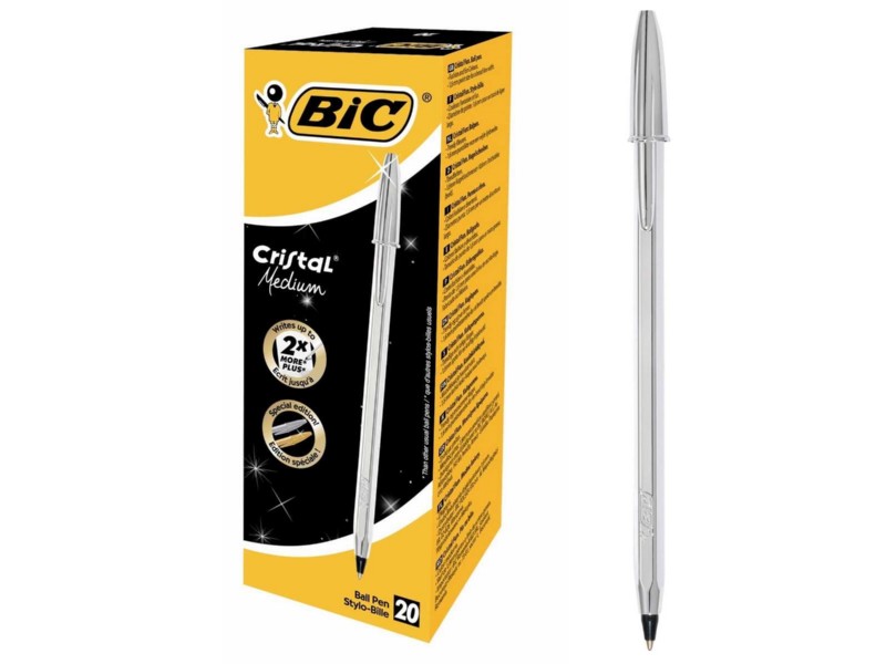 BOLI BIC CRISTAL CELEBRATE SILVER NEGRO C/20 UNIDA