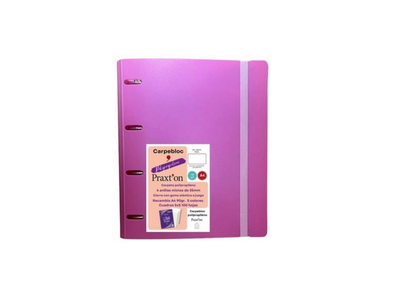 CARPEBLOC 4/A A4 PRAXTON PLAS 35 MM ROSA 100 HOJAS