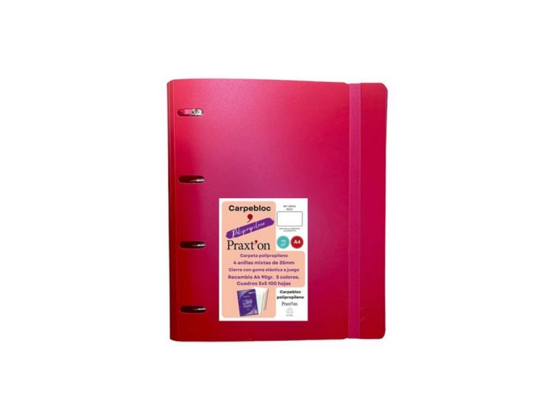 CARPEBLOC 4/A A4 PRAXTON PLAS 35 MM ROJO 100 HOJAS