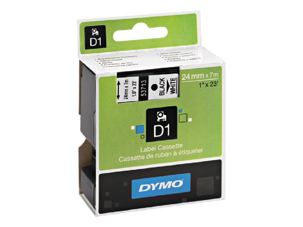 CINTA ROTULAR ELEC. 24MMx7M. DYMO D1 BLANCO