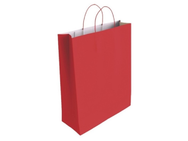 BOLSA PAPEL KRAFT 24x32x10 CM ROJO PTE/25