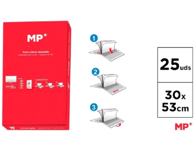 FORRO LIBRO AJUSTABLE MP 30x53 CM PACK/25 UNIDAD