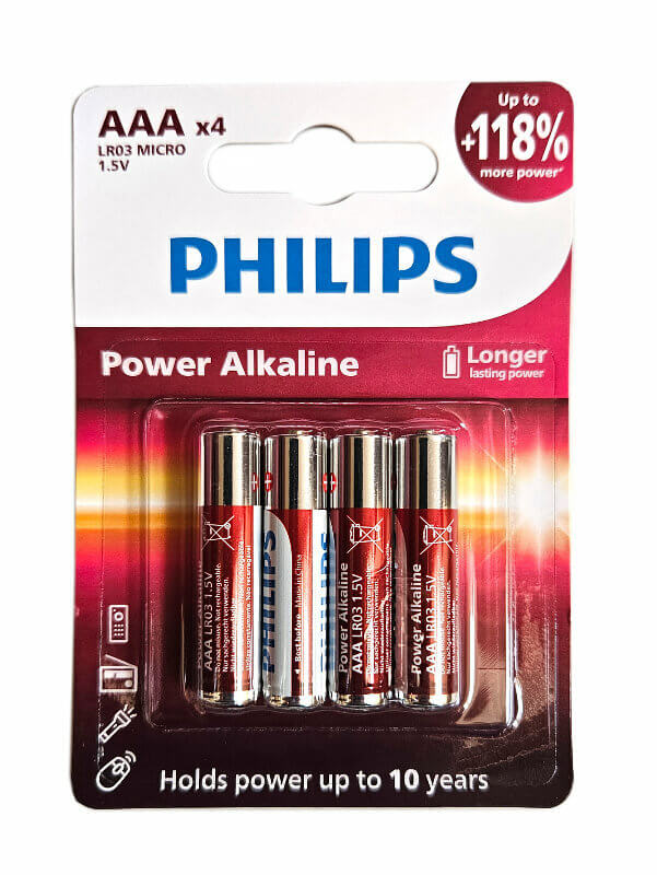 PILA PHILIPS POWER ALKALINE AAA=LR03 BLISTER/4