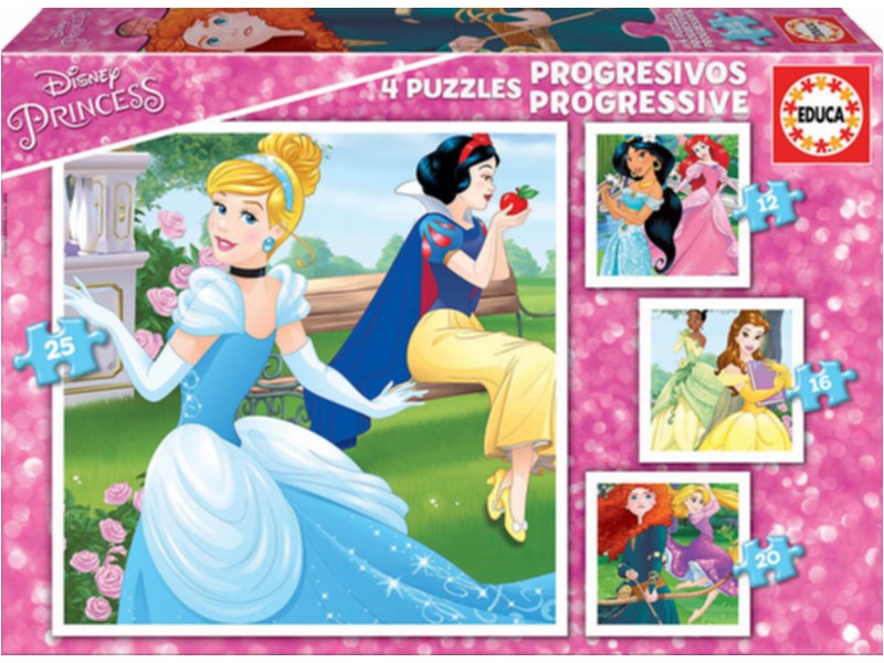PUZZLE EDUCA   12+16+20+25 PIEZAS 17166 PRINCESAS