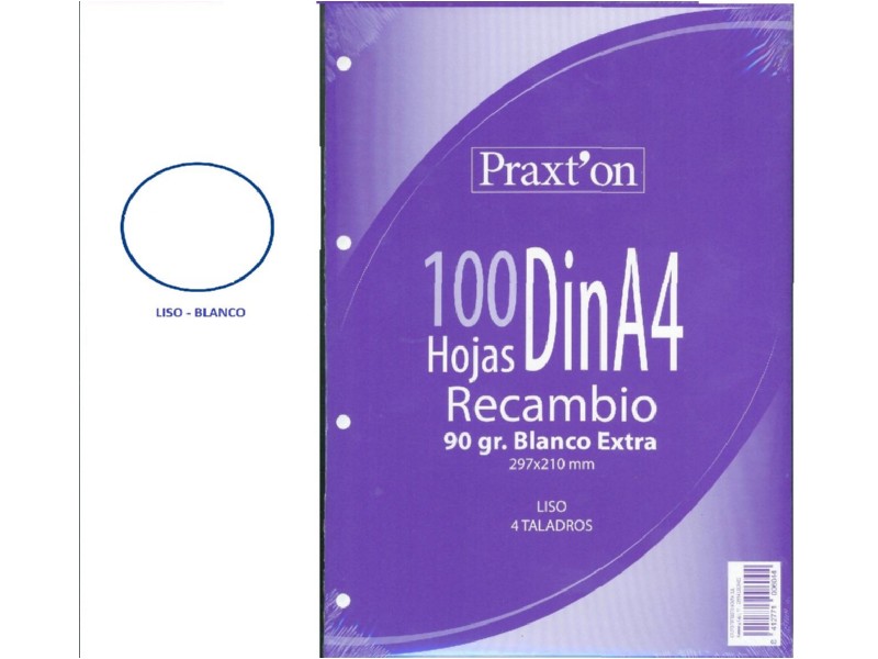 RECAMBIO 100 H. A-4 4/T PRAXTON 90 GR LISO BLANCO