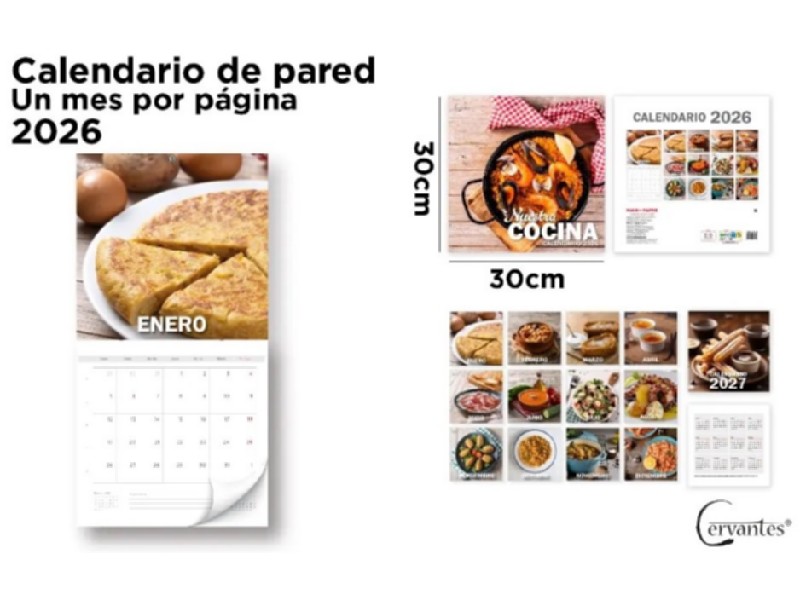 CALENDARIO 2026 PARED MP 30x30 PB26C086 COMIDAS