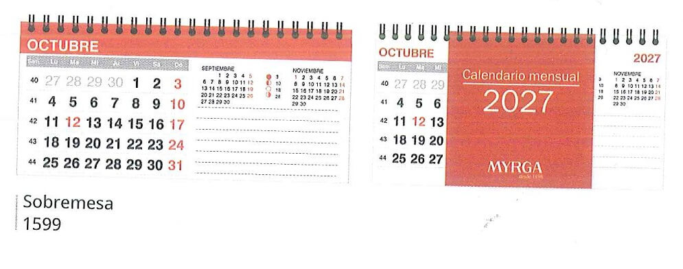 CALENDARIO 2027 SOBREMESA MYRGA 1599 8,5x16 CM