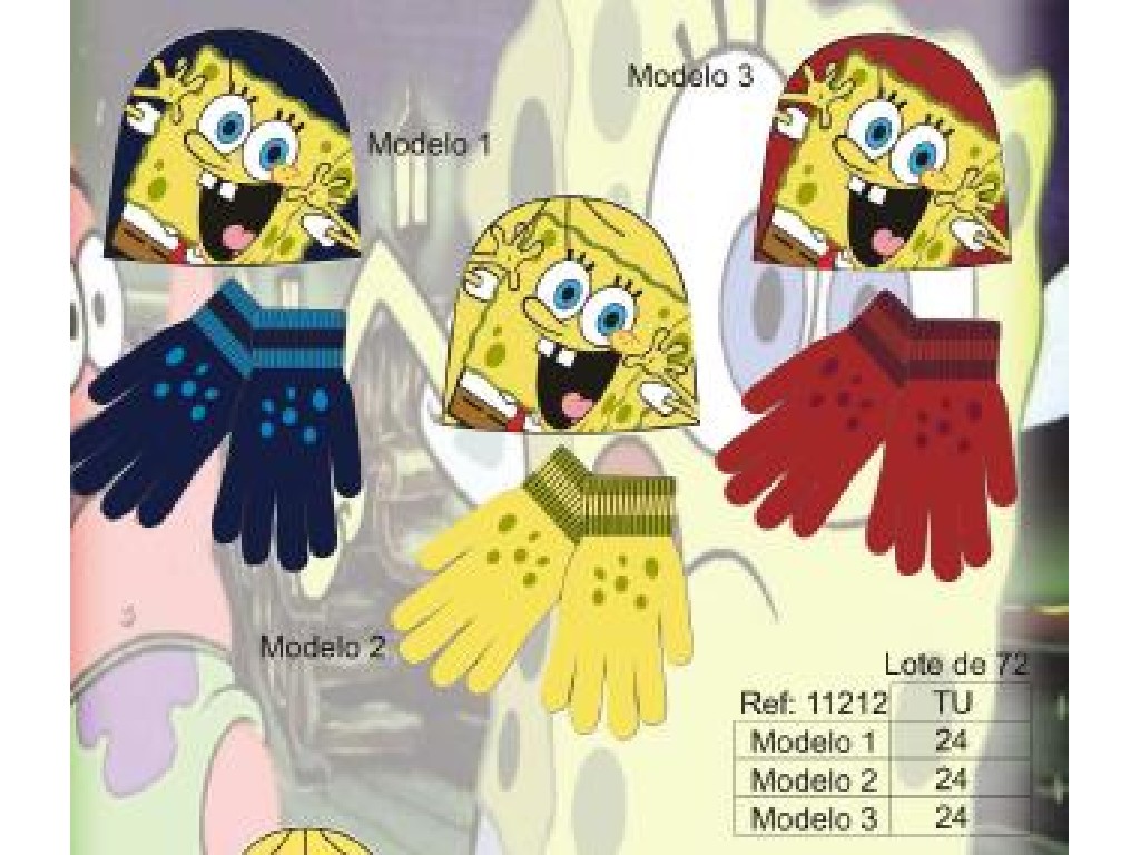 NMIL GORRO+GUANTES BOB ESPONJA 11212